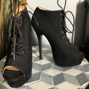 Lace tie up booties